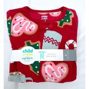 Child of Mine Pink Christmas Cookie Candy Cane Fleece 1 piece PJ 2T Carter's